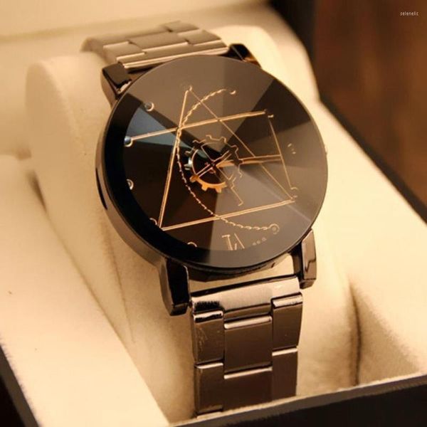 Relógios de pulso Men Women Alloy Strap Wristwatch Gear Design Quartz Analog Lovers Watch Watch Watch