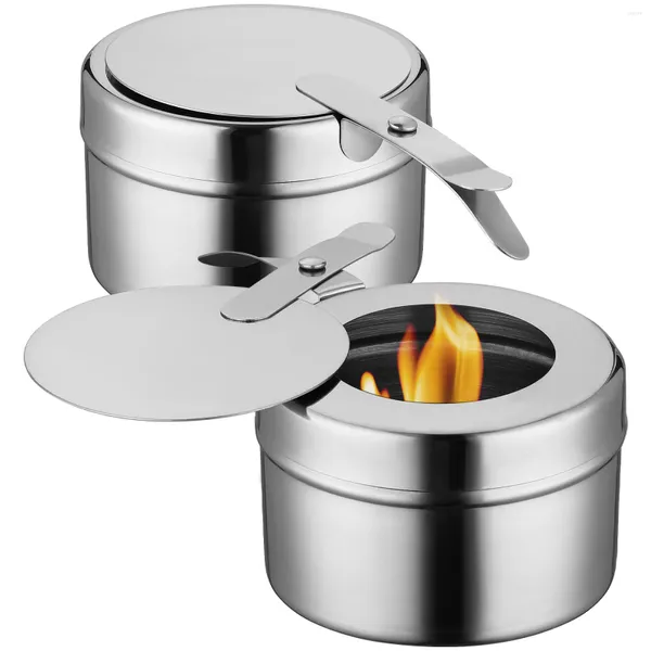 Conjuntos de utensílios de jantar 2 pcs caixas de combustível de prato titular de aquecedor de titulares de calor atormentando buffet de aço inoxidável