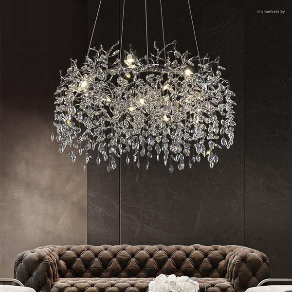 Lampadari Lampadario da soggiorno di lusso francese El Branch Crystal Illuminazione a LED Villa Design creativo Luci oro/argento