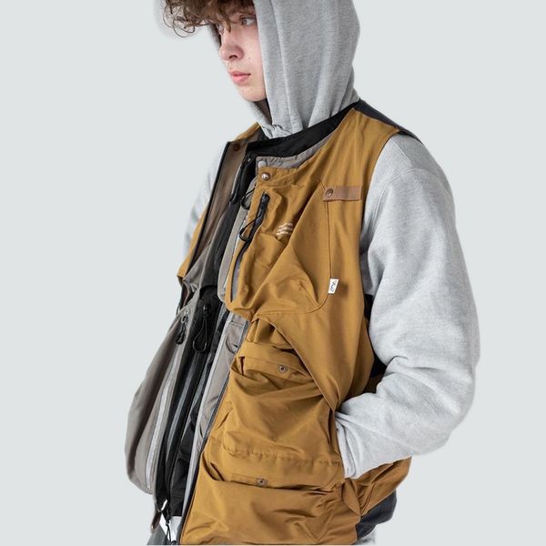 Modemarke COMFY Funktionsweste Arbeitskleidung Weste Reißverschlusstasche Dekoration Herren Ärmellose Tops Herren Techwear Hiphop Streetwear