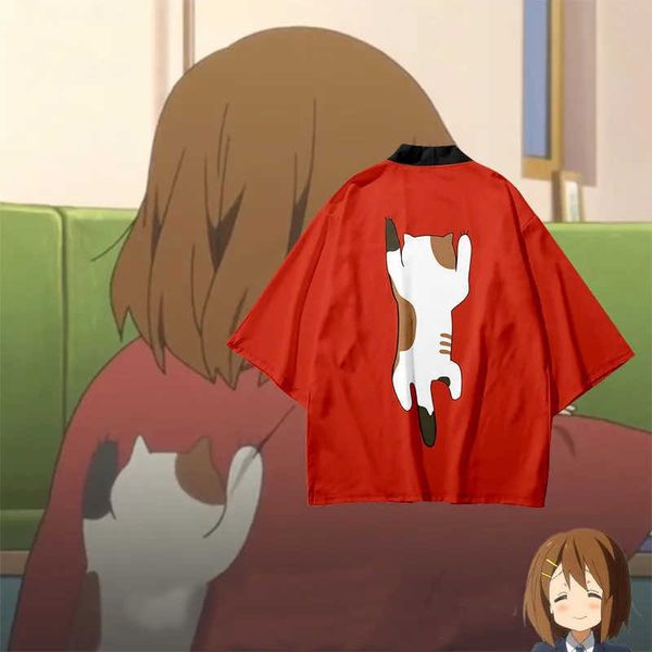 Herren-T-Shirts K-ON! Hirasawa Yui Haori Umhang T-shirt Cosplay Anime t-shirt Polyester Sommer Tees tops J230516