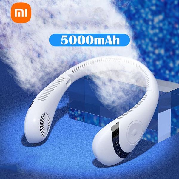 Fans Xiaomi 5000 mAh hängender Halsventilator, faltbar, Sommer-Luftkühlung, wiederaufladbar, blattlos, stumm, Nackenbügel-Ventilatoren für Sport, Laufen