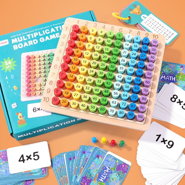 Pädagogisches Holzspielzeug für Kinder, Baby, Mathe-Spielzeug, 99 Multiplikationstabelle, Mathematik, Arithmetik, Lehrmittel für Kinder, Geschenke