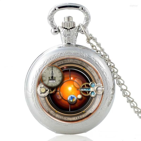 Taschenuhren Ankunft Steampunk Gear Design Silber Glaskuppel Vintage Uhr Männer Frauen Punk-Stil Anhänger Halskette Stunden Uhr Geschenke