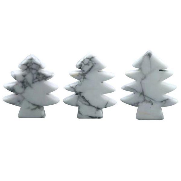 Anhänger Halsketten 3 Stück Howlith Heilkristallsteine Mini Weihnachtsbaum Schreibtisch Ornament Taschenstein Home Office Dekoration Tropfen DHPJ2