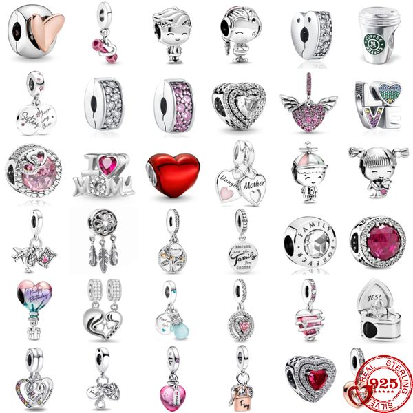 100% 925 ciondoli in argento sterling Boy Girls I Love Mom Family Life Tree Belle perline Fit Original Pandora Charms Bracciale collana Donna Gioielli di design fai da te