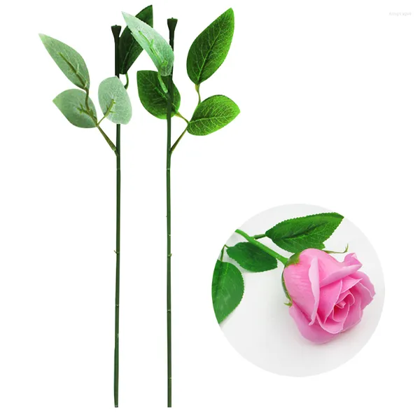 Flores decorativas 30 PCs Faux Plants Floral Stem Bedage Florist Bouquet Wrap Artificial Rose Leaves