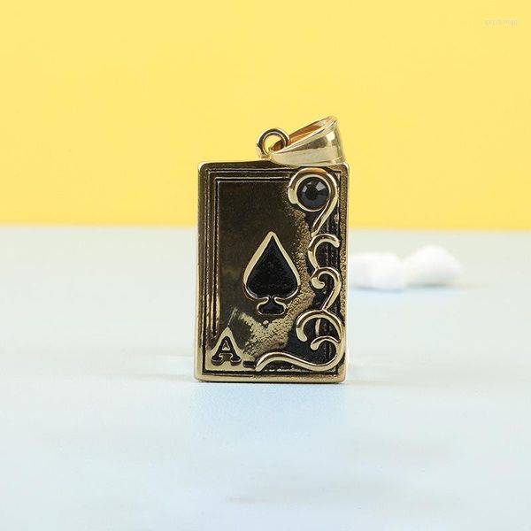 Colares pendentes Poker Ace of Spades Colar de aço inoxidável vintage para homens Mulheres jóias de cor de cor prata 2023 Streetwear