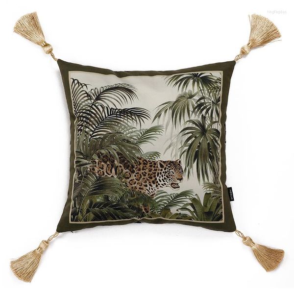 Kissen DUNXDECO Retro-Bezug, dekorativer Bezug, Vintage-Luxus-Tierkollektion, Dschungel-Leopardenmuster, Sofa-Bettwäsche, Coussin