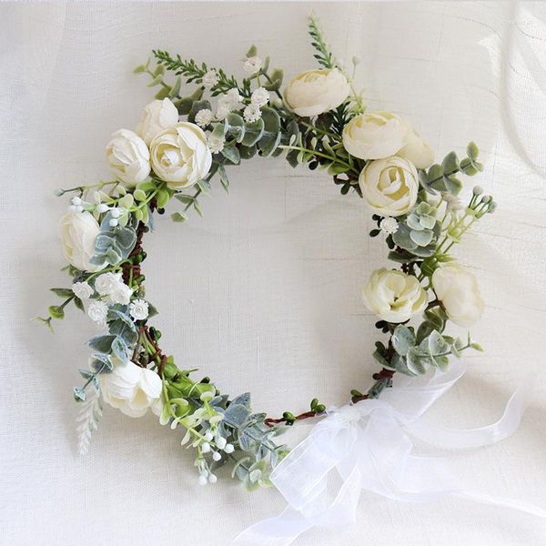 Dekorative Blumen Wald gefälschte Braut Kranz Kopfbedeckung festliche Accessoires Hochzeit Pografie grün Haar