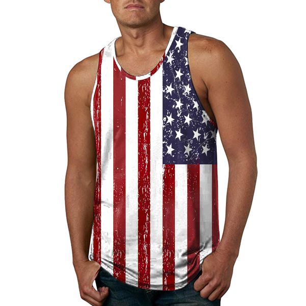 Yeni 3D baskı Amerikan bayrak tankı üst moda erkekler kadın eşofmanları ekran yelek artı boyutu S-6XL harajuku 001