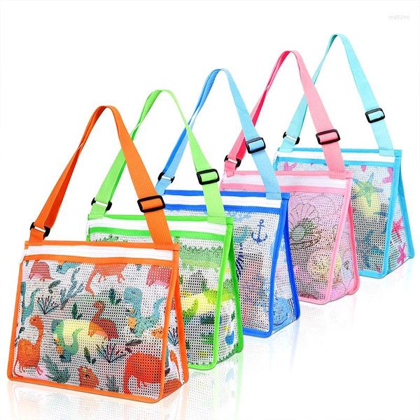 Einkaufstaschen Kinder Spielzeug Organizer Verstellbarer Riemen Aufbewahrungsrucksack Sand Weg Tote Netztasche Strandtasche Muschel Sammeln Kinder