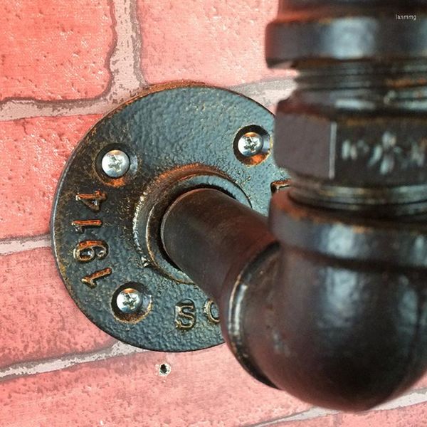 Lâmpada de parede Loft Lâmpadas de tubo de água vintage Luzes antigas cor preta com 40W St64 Edison Bulbs Light