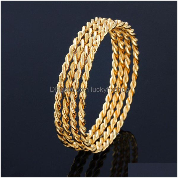 Bangle Wholesale 4pcs/conjunto Luxury Gold Color Jewelry Muslim Turkish Bange