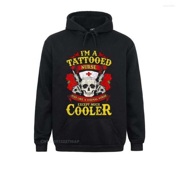 Hoodies masculinos Eu sou uma mulher tatuada Skuller Skull Roses RN LPN Sorto para o dia dos namorados Capuzes casuais