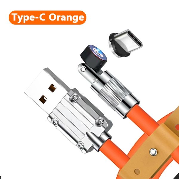 6A magnetische USB-Typ-C-Kabel, 540 Grad drehbar, flüssiges Silikon, Schnellladekabel, 3-in-1-Ladekabel für iPhone, Xiaomi, Samsung