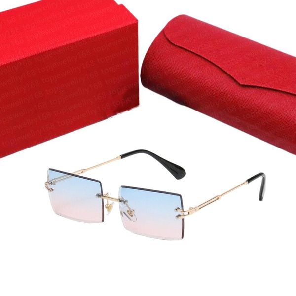 Designer de óculos de sol femininos Novo Trim Solless Mens Mens Sunglasses Gradiente Oceano Europeu e American Fashion Ins Online Celebrity Street Tide Sun Glasses