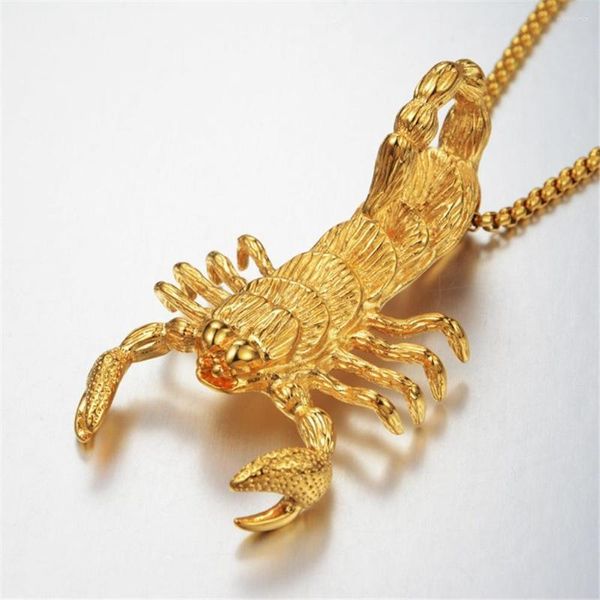 Anhänger Halsketten Punk Skorpion Skorpion Männlich Gold Farbe Edelstahl Aussage Tier Halskette Für Männer Schmuck Geschenk