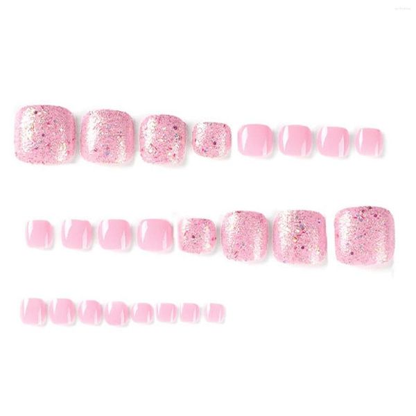 False Nails Rosa macio Punha de unhas artificiais de manicure não escorregamento para decoração de pé de mulher