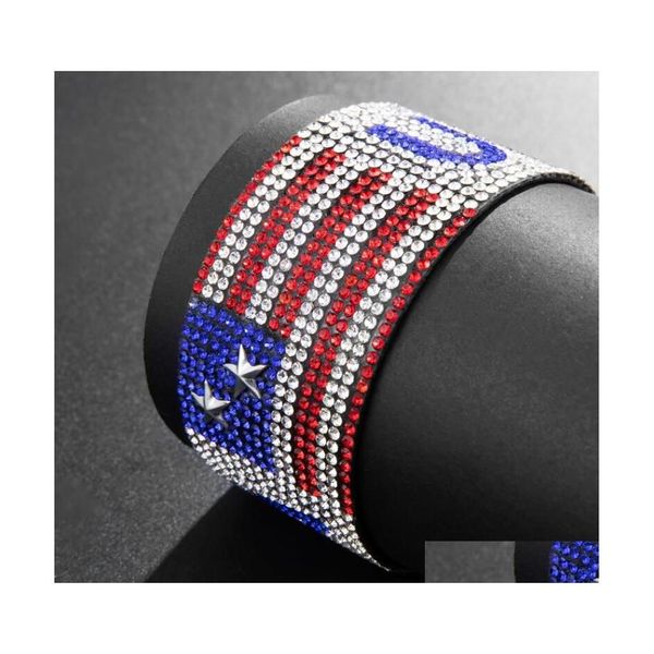 Bracelets de charme 2021 Fashion USA Flag Hip Hop Pulsent Strap Bangles Bangles Jewelry Drop Delt Dhj8W