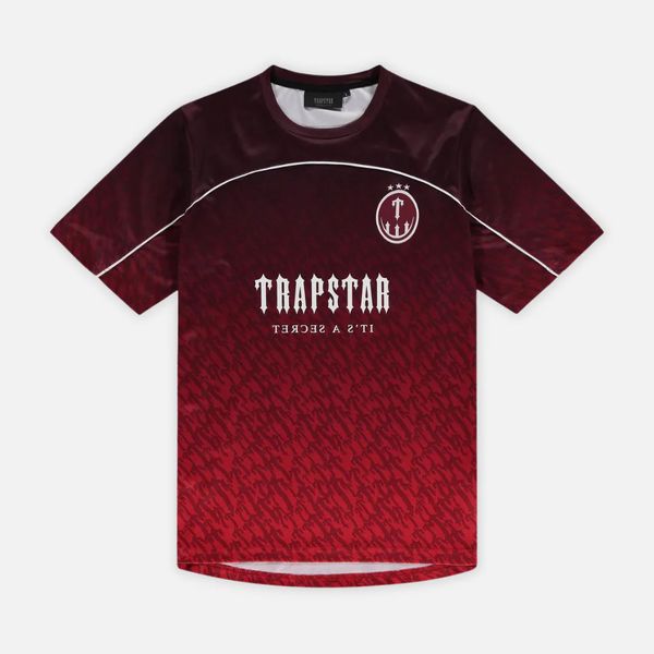 Camisetas masculinas Trapstar malha camisa de futebol azul preto vermelho homens roupas esportivas