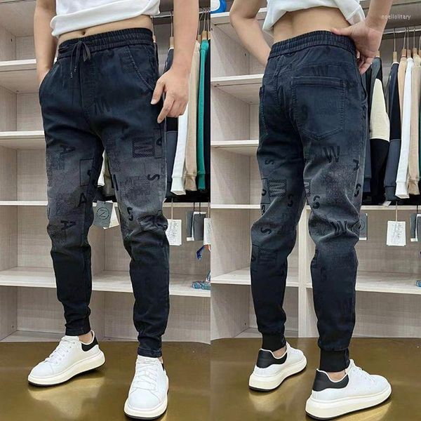 Jeans masculinos outono 2023 Elenco de chegada elástica cowboy preto cowboy masculino de calças de algodão gradiente de algodão calça calças de algodão