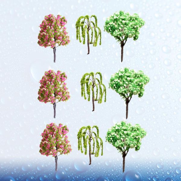 Figurine decorative Oggetti 9PCS Mossy Microlandscape Ornamenti Desktop fai da te Pesco Decor Mini Fiori freschi Paesaggio Fiore rosa per