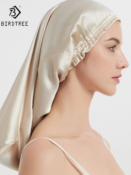 Hijab Berretto da notte lungo con cuffia di seta che dorme con ampia fascia elastica Cappello da notte allentato per le donne Trecce Capelli ricci naturali T32107X 230515