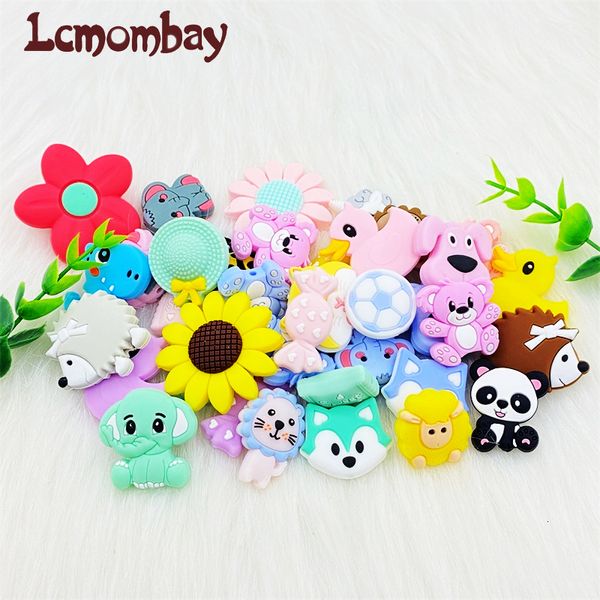 Baby Teethers Toys 10pcs Silicone Elephant Massaggiagengive Perline Cute Cartoon Roditore BPA Free Baby Dentizione Collana Mordedor Nursing Gioielli fai da te Giocattolo 230516