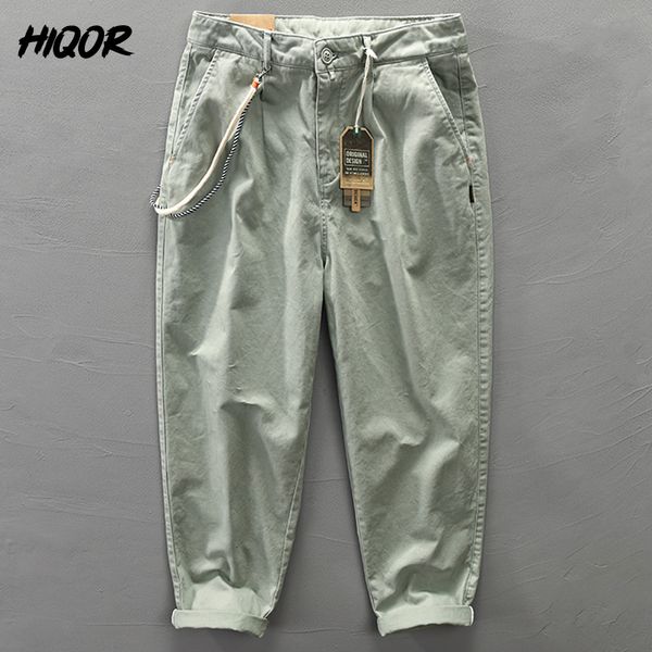 Мужские брюки Hiqor Brand Brand Man Man Cargo Pants Fashion Mens Cargo Casual Solid Boursers Pocket Sling Design Vintage Hip Hop Streetwear Men 230516