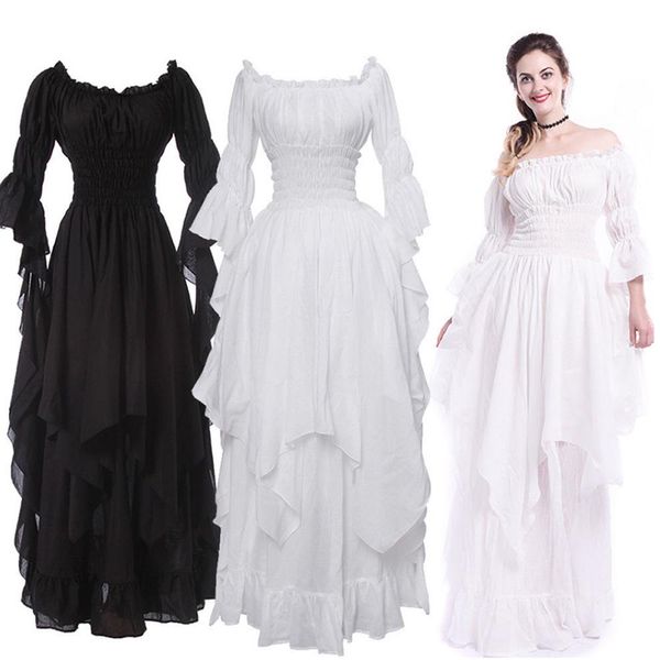 Vestidos vestido medieval vitoriano de vestido renascentista vestido gótico preto feminino cosplay halloween figurming baile de príoracia plus size 5xl