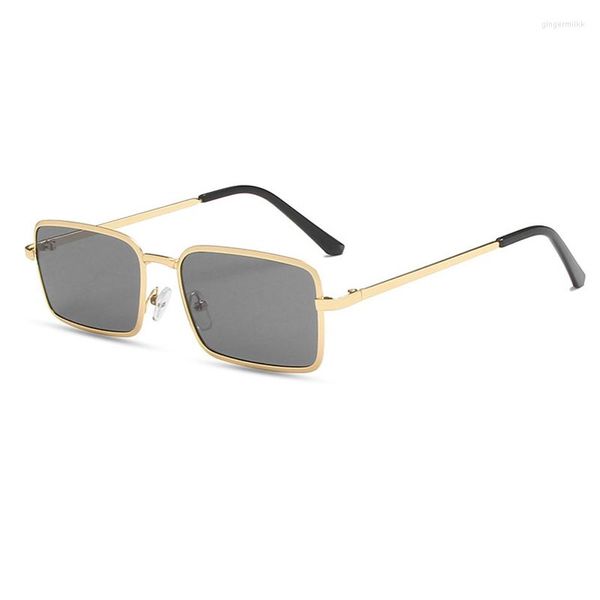 Óculos de sol Moda elegante Praça pequena vintage para homens Design de tendências de luxo Male senhoras de verão Carro de metal de verão Dirigindo óculos de metal