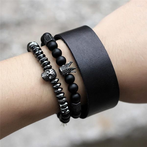 Filo classico nero gemma naturale pietra buddista Buddha preghiera perline braccialetto braccialetto rame accessori per gioielli in metallo per uomo donna