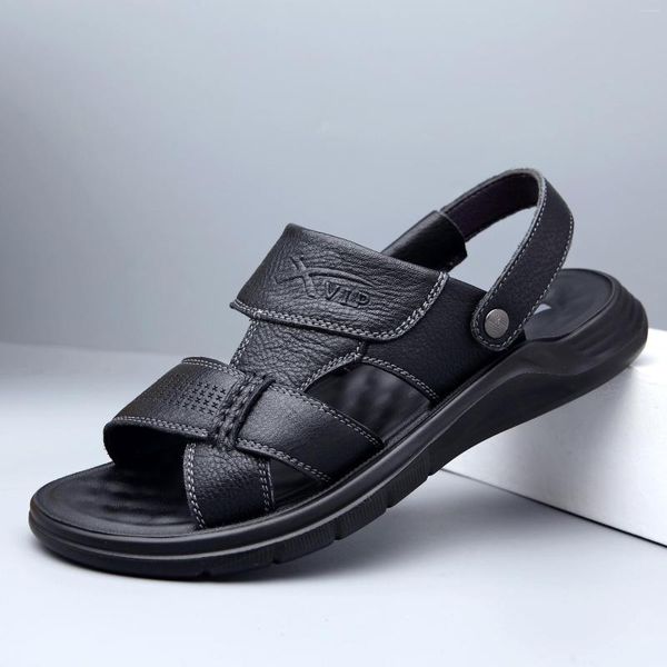 Sandalen Vollnarbenleder Herren Schwarz Braun Fischerschuhe Massagesandale