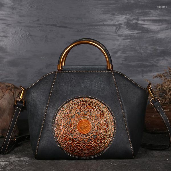 Abendtaschen Vintage Frauen Echtes Leder Handtaschen Damen Retro Elegante Schulter Messenger Bag Kuh Handgemachte Womans