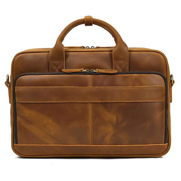 Aktentaschen 2023 Luxus Kuh Echtes Leder Business herren Aktentasche Vintage Echte Männer Messenger Tasche Tote Computer