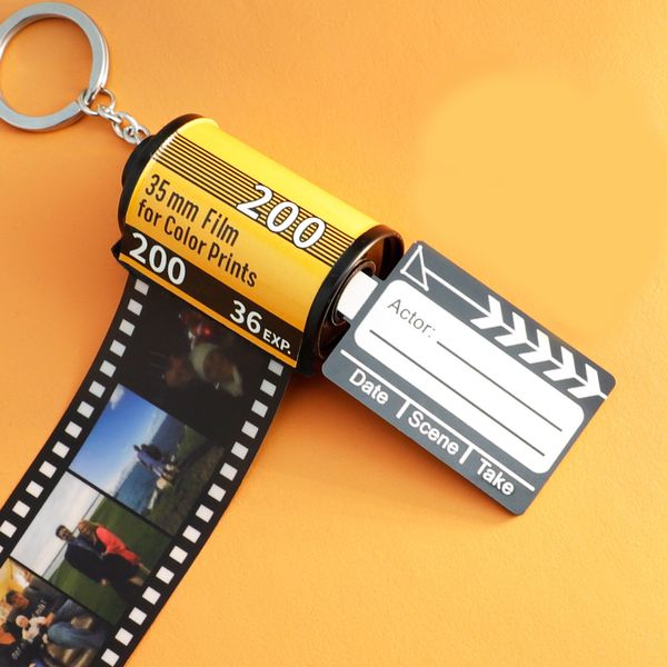 Texto personalizado Film Memory Gifts Photo Keychain Custom Roll Film Keychain Album keyring DIY Chakechains personalizados personalizados