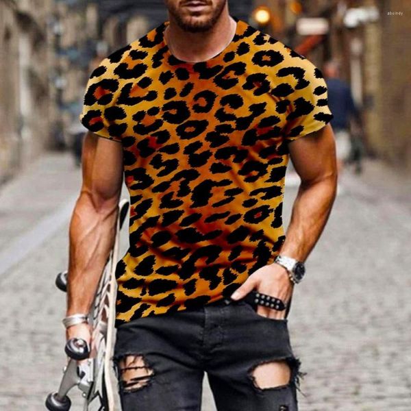 Camisetas masculinas 2023 homens e mulheres verão 3d impressão de leopardo Camiseta de manga curta Cool S-Sleeved Plus Tampe Top Xs-5xl