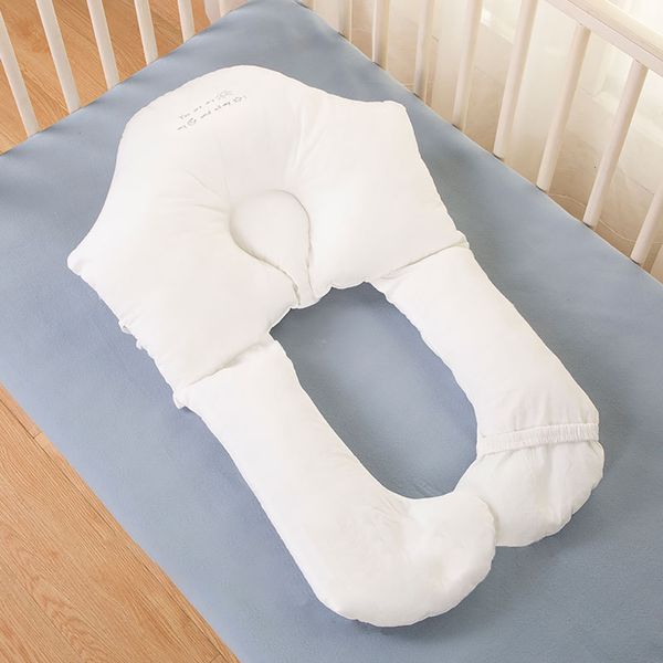 Travesseiros travesseiros para bebê em forma de bebê respirável Baby Head Suporte de almofada de cama para crianças palavras impressas anti roll berço infantil travesseiro 230516