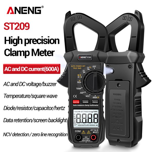 Clamp Meters Aneng ST209 6000 CONCTS True RMS Digital Professional Multimeter Clamp DC/AC Curt -Clamp Tester Meters Voltmeter Auto Range 230516