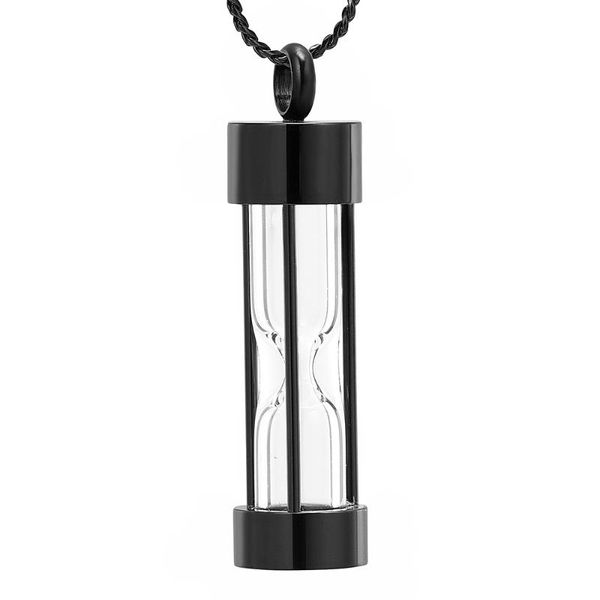 Chaînes Verre Sablier Crémation Bijoux - Conteneur Fiole Pendentif Urne Collier Acier Inoxydable Cylindre Bouteille Mémorial