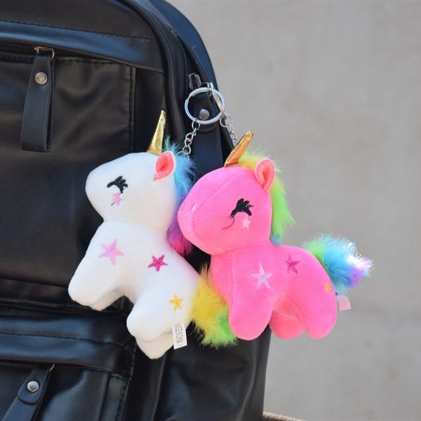 1PC Cartoon Unicorn Doll ChainChains Unicorn Plexh macio de animais de cavalo popular para crianças pendente de keychain para crianças meninas