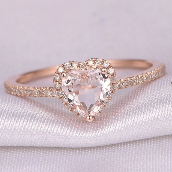 Mode Kristall Herzförmige Hochzeit Ringe Für Frauen Rose Gold Damen Verlobungsring Schmuck Party Geschenke Zubehör