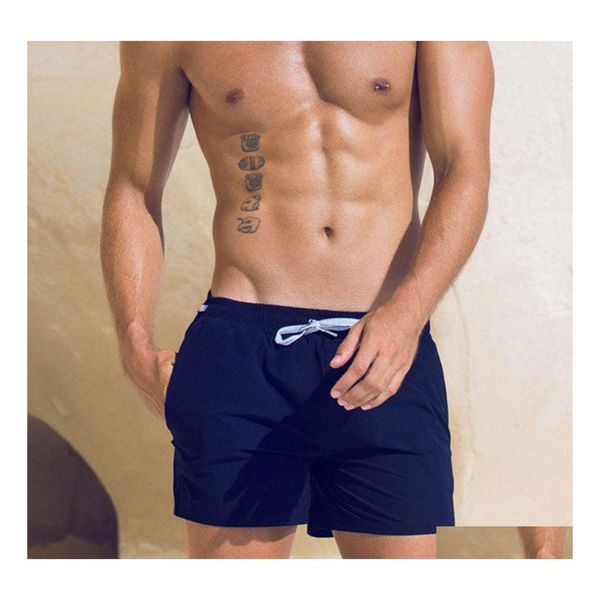 Pantaloncini da uomo Mens Beach Short Fly Traspirante Sollevamento stretto Sport Trunks Design per bodybuilding Allenamento Palestra Running Drop Delivery Ap Dhuj9