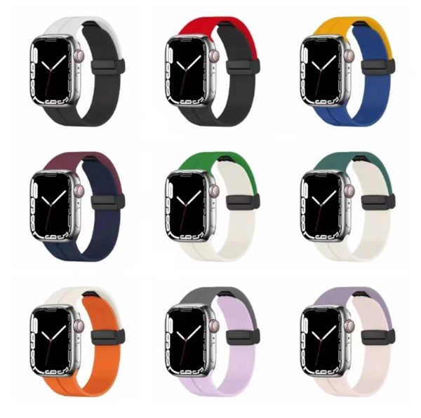 Banda de fecho dobrável de moda para a série de silicone de 45 mm de relógio Apple Watch para iwatch Ultra5 4 3 2 40 44 49mm Acessórios de pulseira de relógio