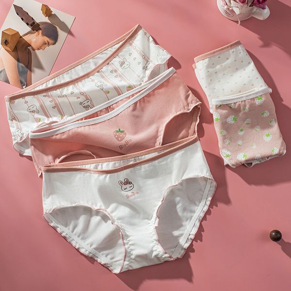 Kadın Panties 5pcs/Set Kadın Külotu Pamuk iç çamaşırı Kadın Karikatür Şirin Kılavuzlar Kızlar Kızlar Baskı Yumuşak Pantys Şortu Seksi iç çamaşırı 230516