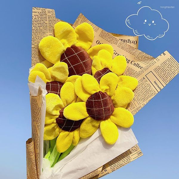 Dekorative Blumen Sonnenblume häkeln Plüsch hausgemachte Blume handgestrickt Diy Geschenk für Lehrer Liebhaber Hochzeit Party Home Dekoration