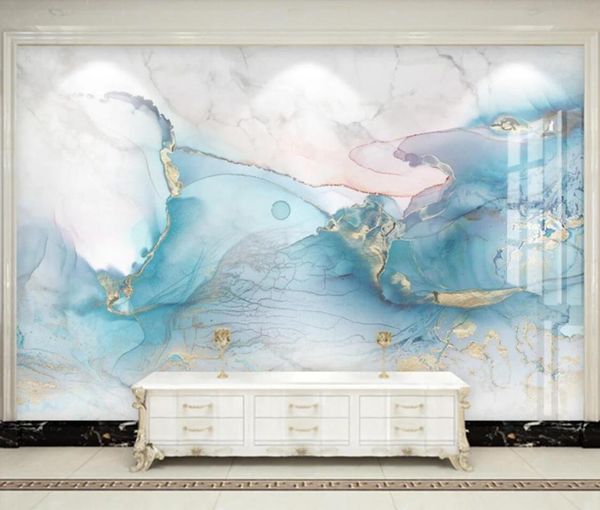 Papéis de parede Canvas Blue Marble Wallpaper Grande Po Wall Paper Decor Home