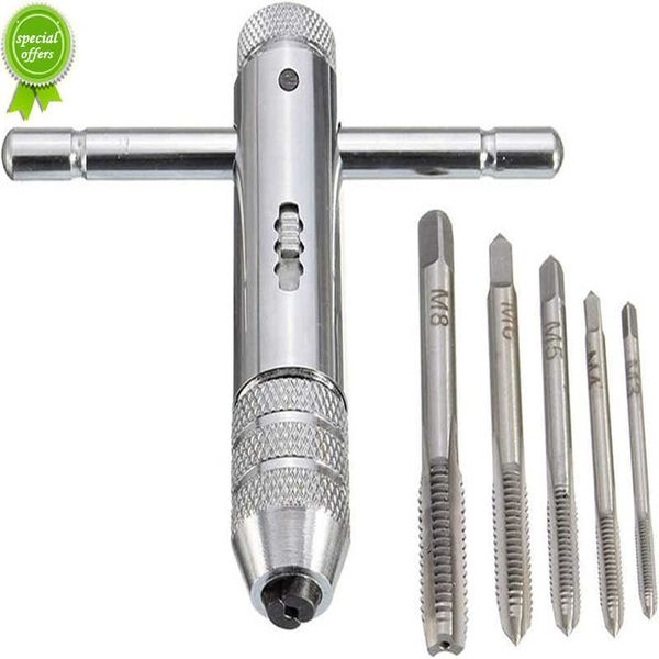 Yeni T Handle Ratchet Tap Tutucu Anahtar Set El Aletleri 5 PC M3-M8 Makine Vidalı İplik Metrik Fiş T-şekilli musluk Araç Tamir Aracı