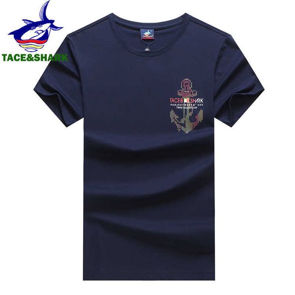 Camisetas masculinas letra tace âncora camiseta 2022 Summer moda moda camisetas roupas masculas casuais colorido sólido tshirts j230516